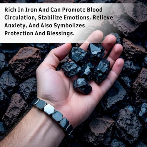 Hematite Men’s Bracelet (2-Piece Set) Elastic Beaded Healing Crystal Energy