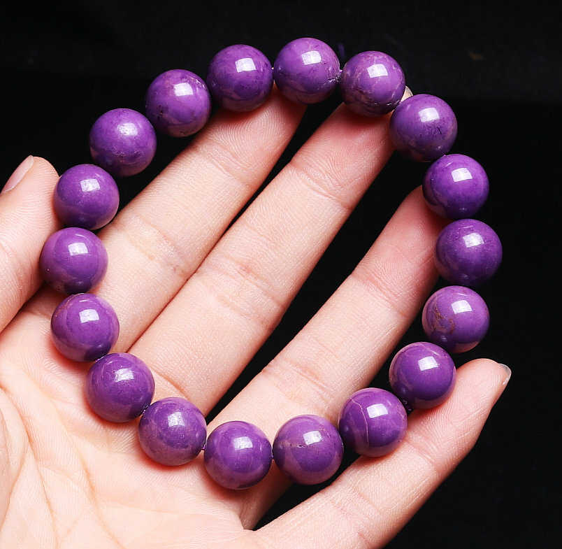 11.5mm Natural Phosphosiderite Purple Gemstone Round Beads Bracelet AAA 0147