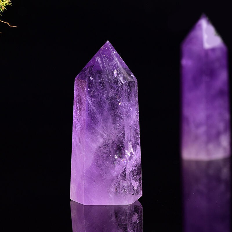 1 Pc Natural Purple Crystal Obelisk Quartz Wand Tower Amethyst Point Reiki 7-8cm