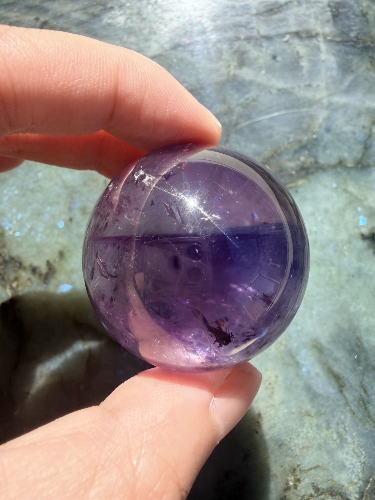 Trapiche Phantom Amethyst Sphere from Brazil | 1.7″