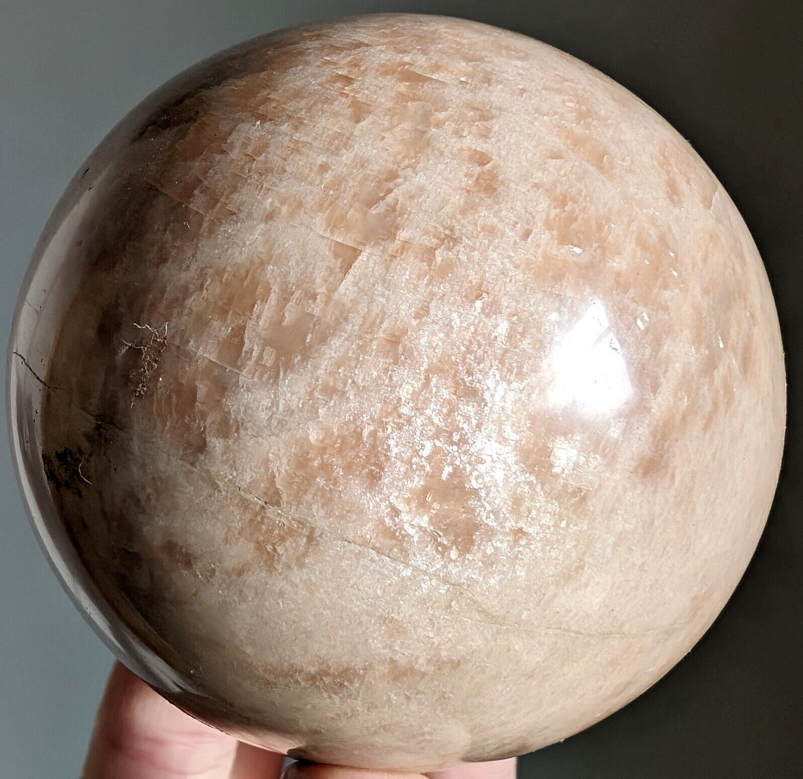 Moonstone Sphere Flash Peach Ball Orb Globe Crystal Big Gemstone Chakra