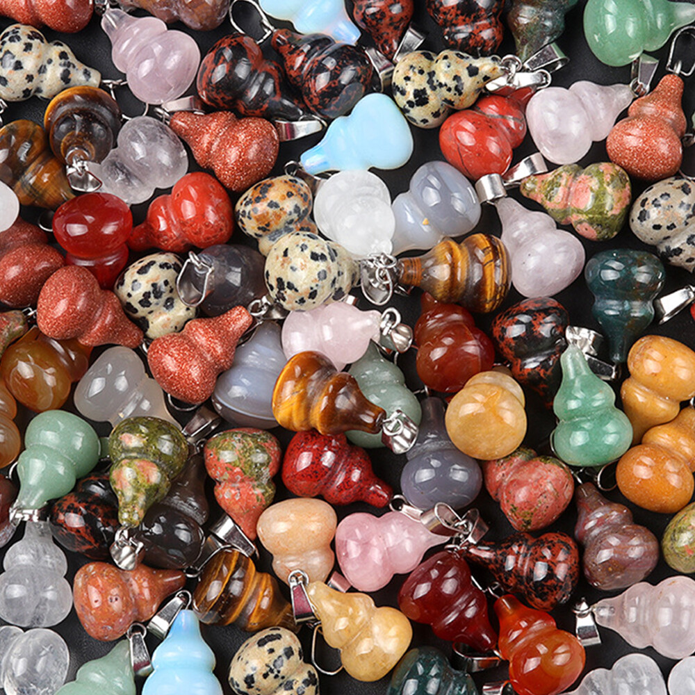 13*20mm Crystal Stone Gourd-shaped Gemstone Beads Pendant for Jewelry Making DIY