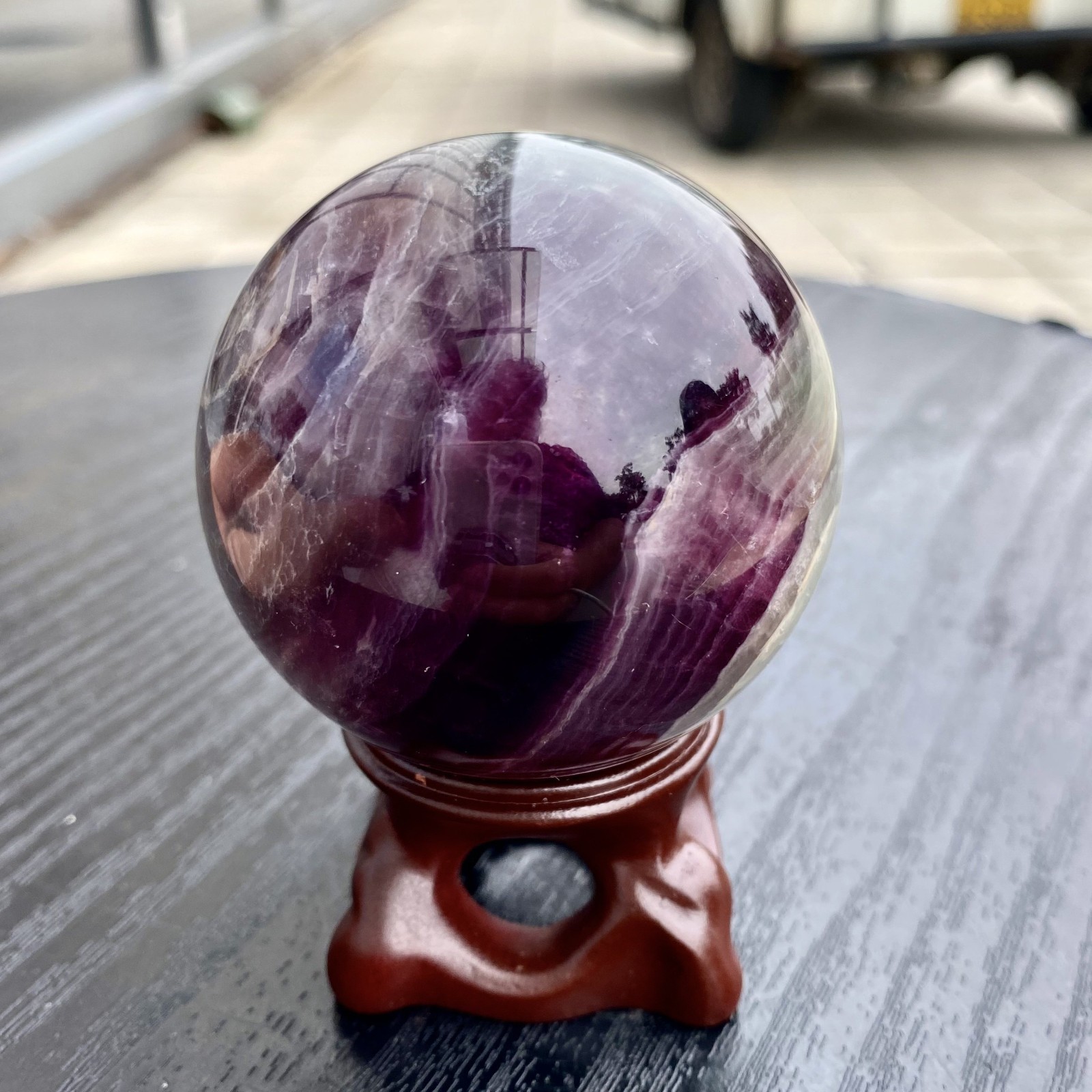 1.23LB Natural Firefly Stone Ball Colorful Quartz Crystal Gem Restoration Brand