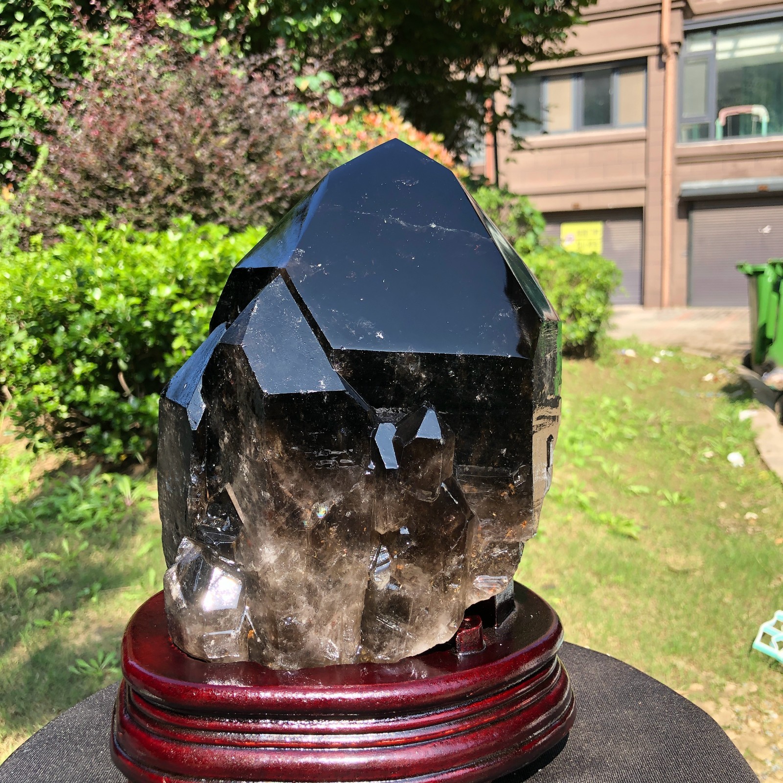 9.92LB Natural Smoky Quartz Crystal Mineral Specimen Reiki Healing+Stand
