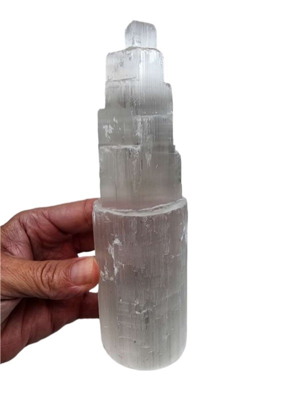 Selenite Crystal Natural Tower Morocco 406.9 grams.