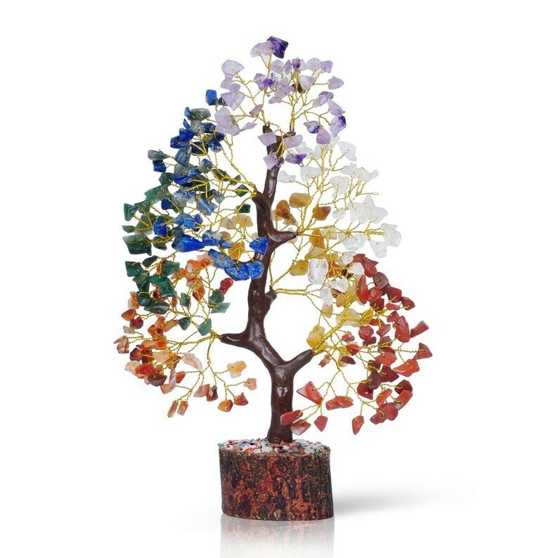Lot of 2qty Seven Chakra Healing Crystal and Stones Bonsai Money Tree 300 Beads