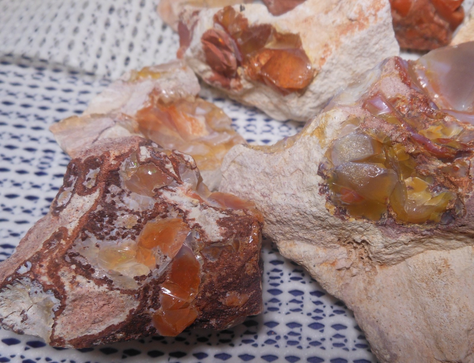 1 Pound Mexican Fire Opal Rough Raw Natural Earth-Mined (14 pieces) Lapidary Lot