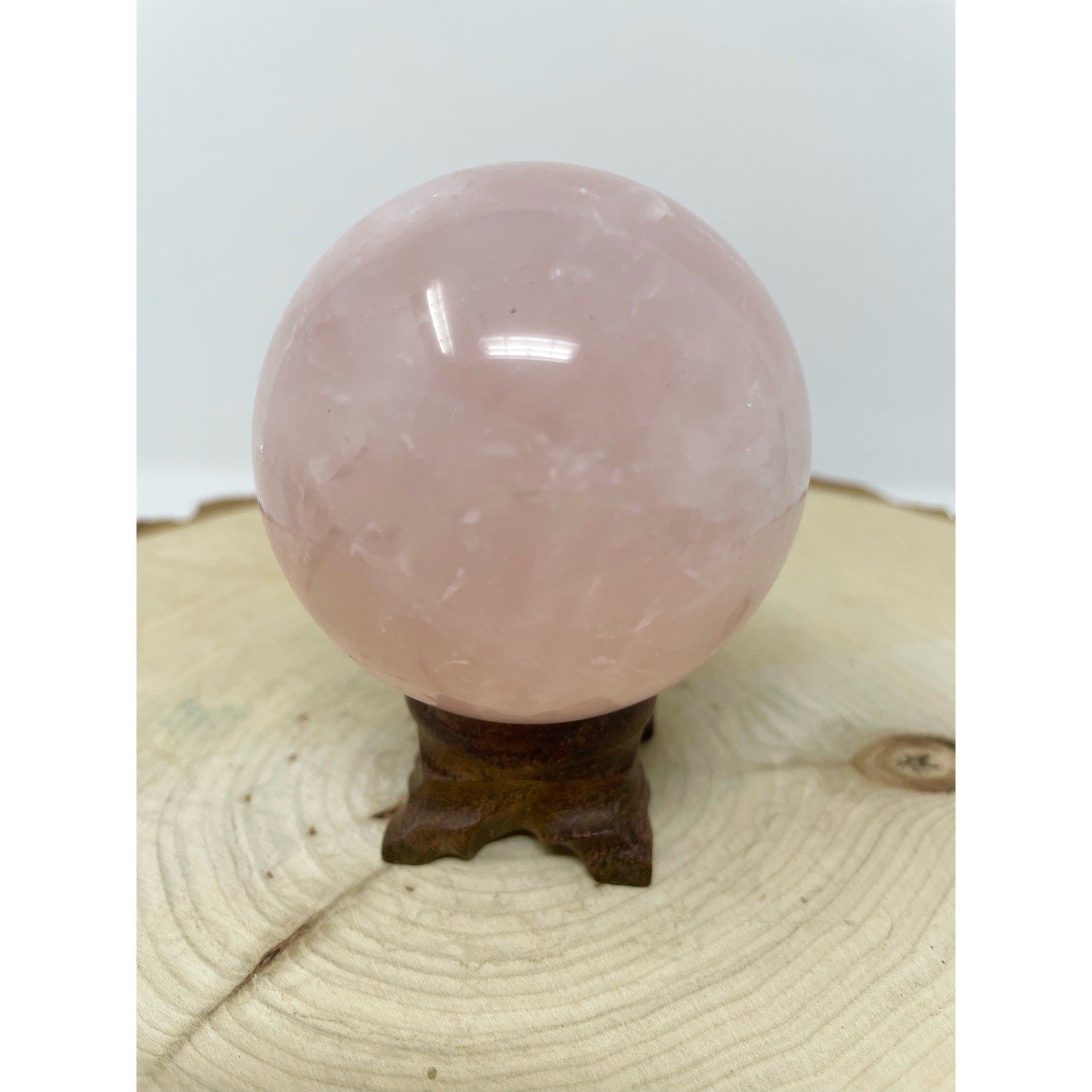 Natural Rose Quartz Sphere Pink Crystal Ball Love Healing 65mm