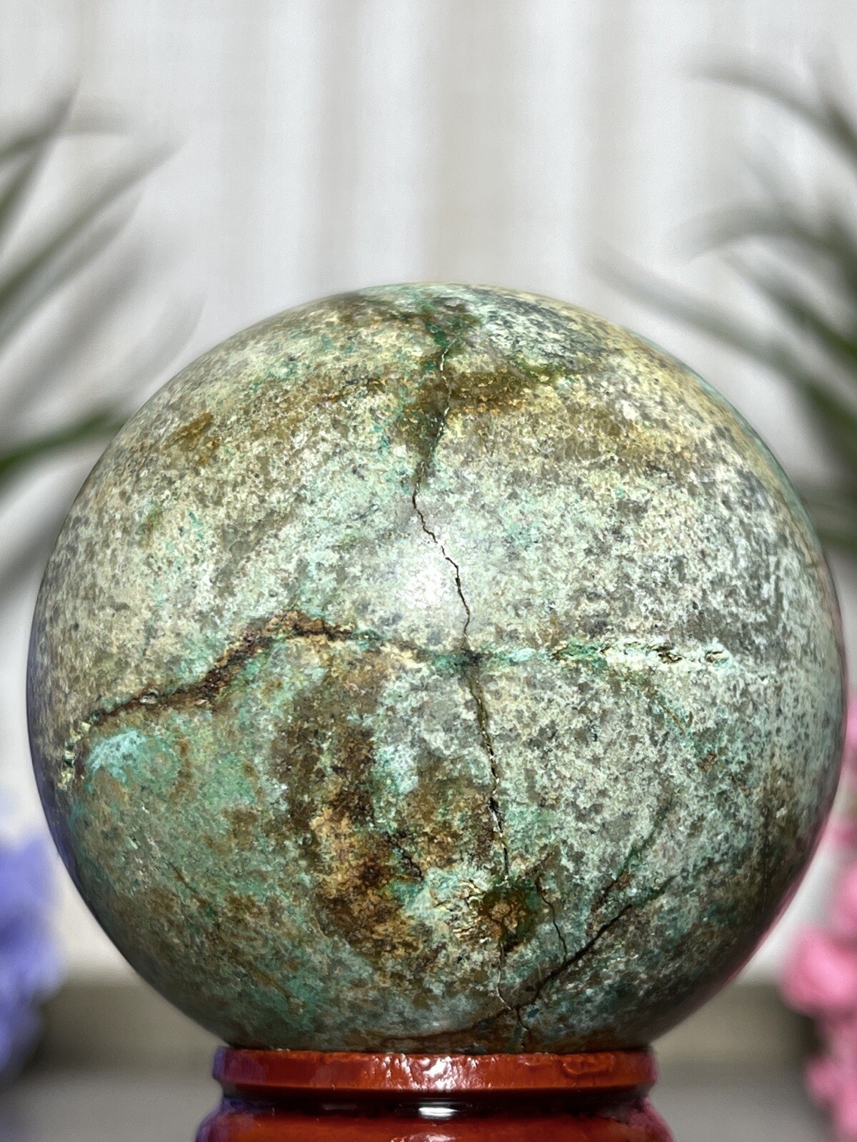 PHOENIX SPHERE – Green Blue Mineral Copper Ore Malachite Turquoise Crystal Orb