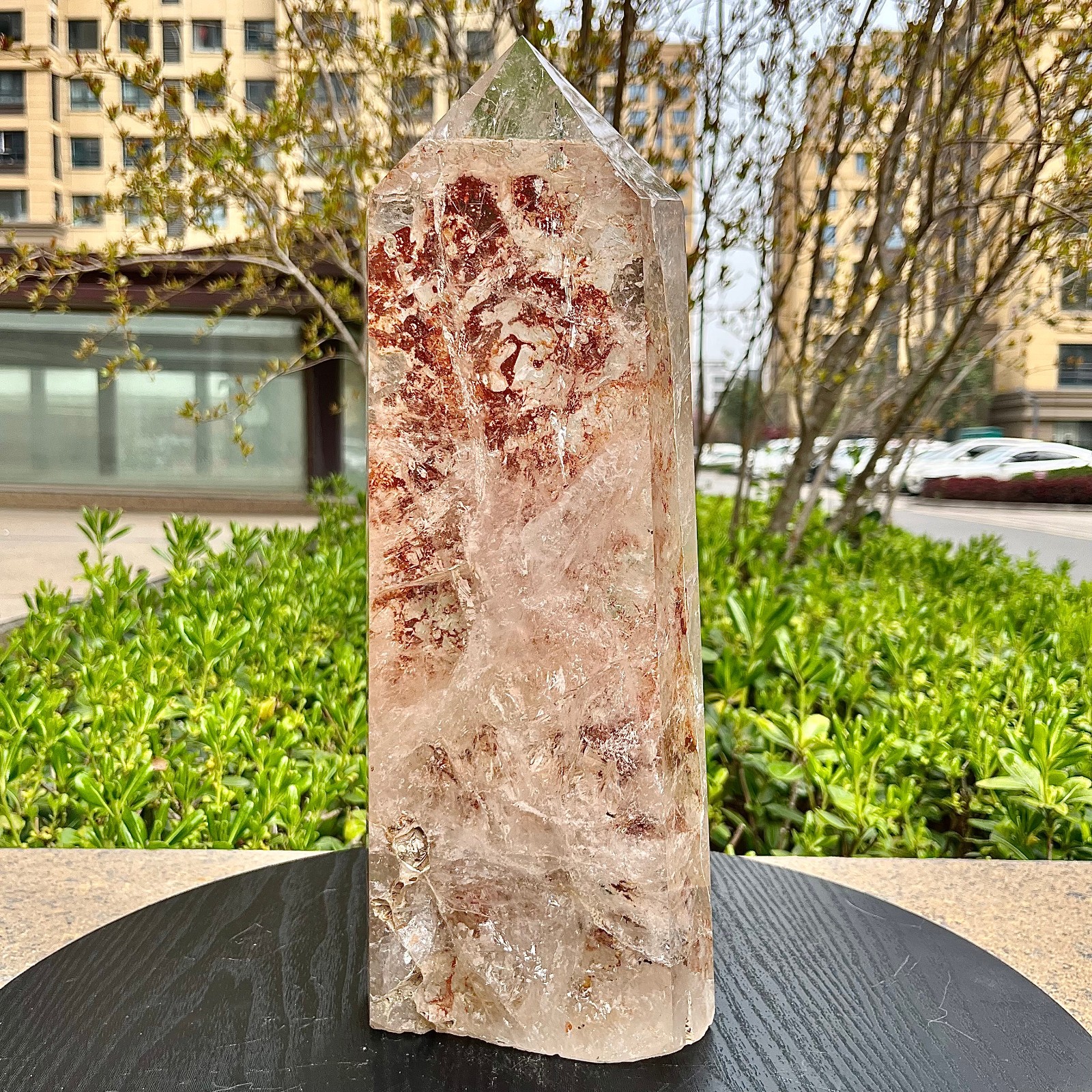Genuine Clear Quartz Tower Natural Brown Markings Crystal Point Gemstone 11.8 lb