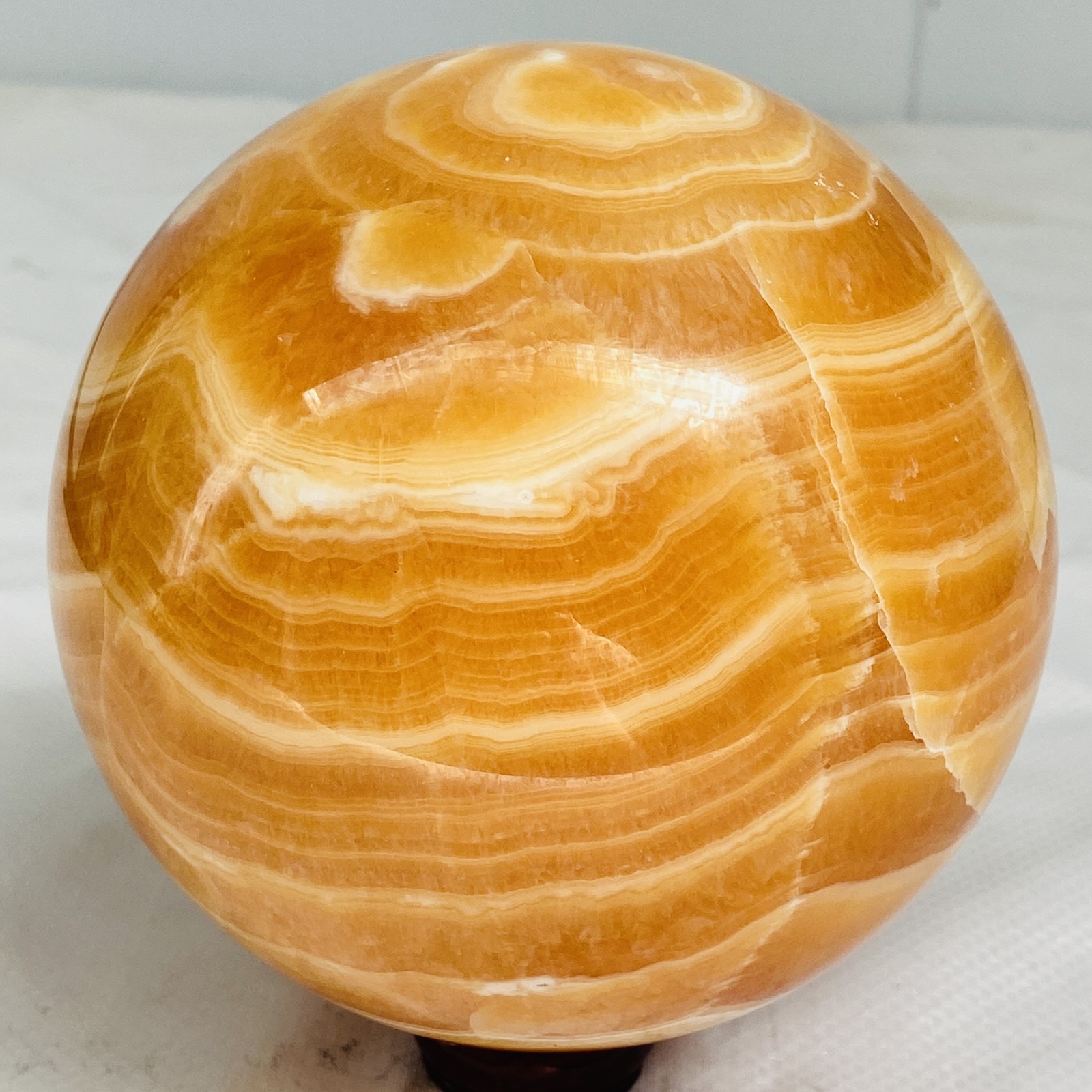Natural Yellow Calcite Sphere Quartz Crystal Polished Ball Reiki Healing 2740G