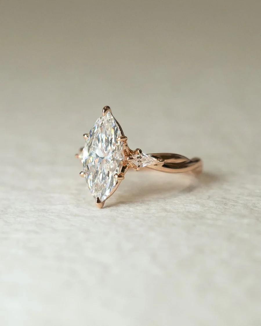 1.75 CT Marquise Cut Mooissanite Solitaire 925 Sterling Silver Engagement Ring