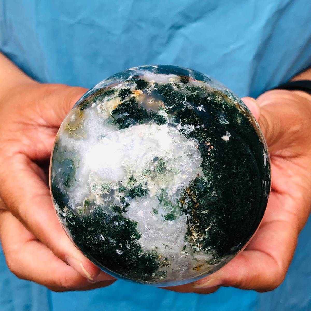 3 pieces 5.47LB Natural Aquatic Agate Ball Quartz Crystal Sphere Healing 2111