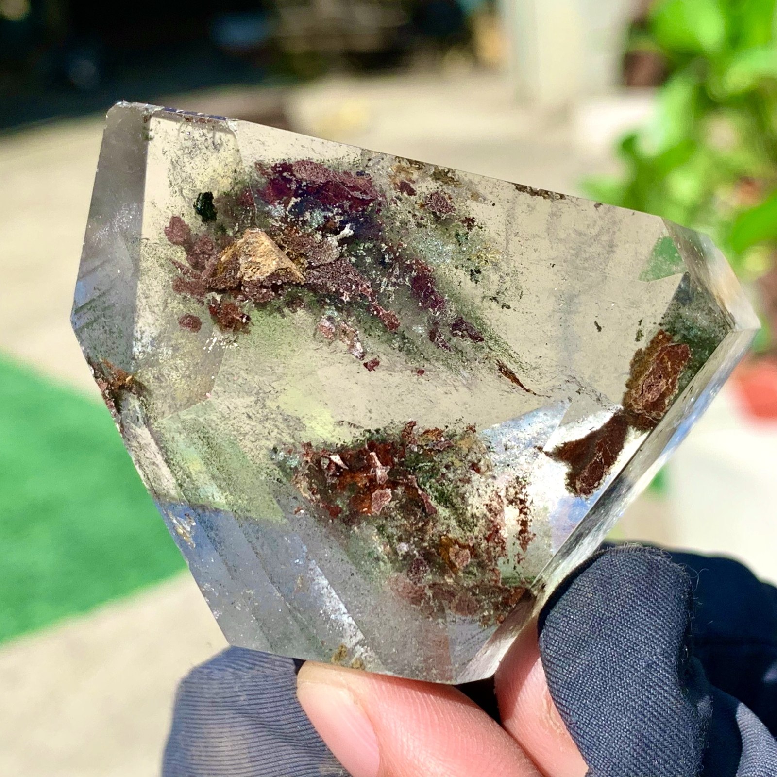 106G Natural red green ghost phantom quartz crystal specimen spiritual energy