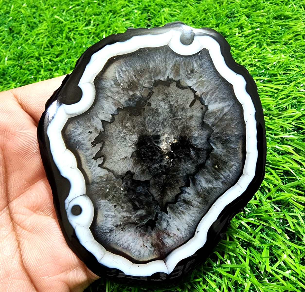 Massive 282ct Slice Agate Druzy Crystal Polished Geode Slab Gemstone For Jewelry