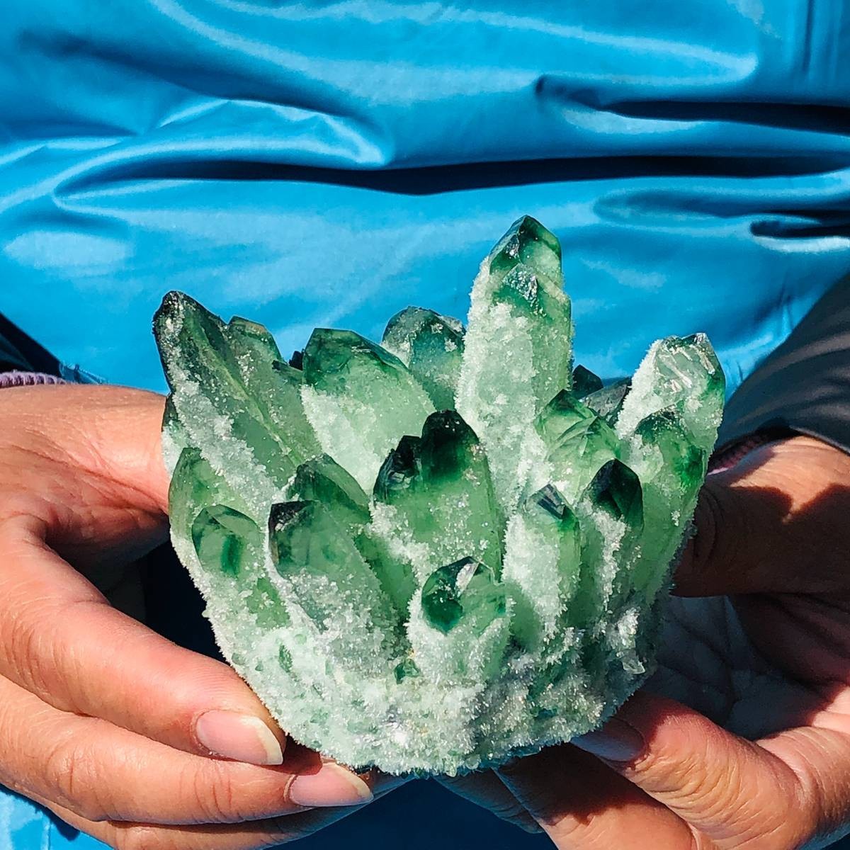 4Pcs 3.89LB New find green Phantom Quartz Crystal Cluster mineral samples heals