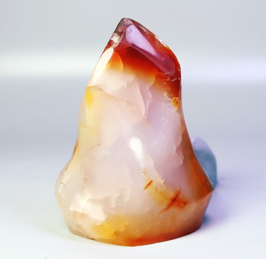 156g Natural Red Orange Carnelian Agate Quartz Crystal Flame Freeform Madagascar