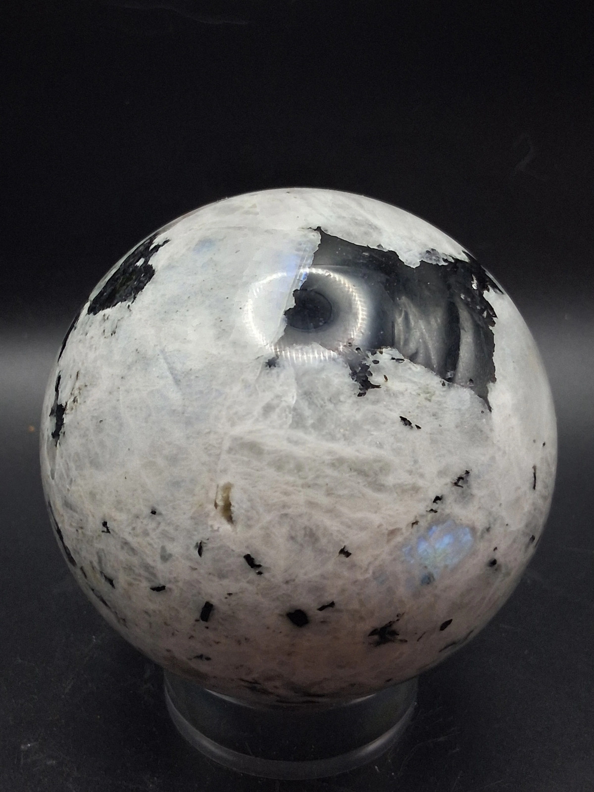 Rainbow moonstone sphere! 1.8 pounds, 78.8mm, 3.1 inches