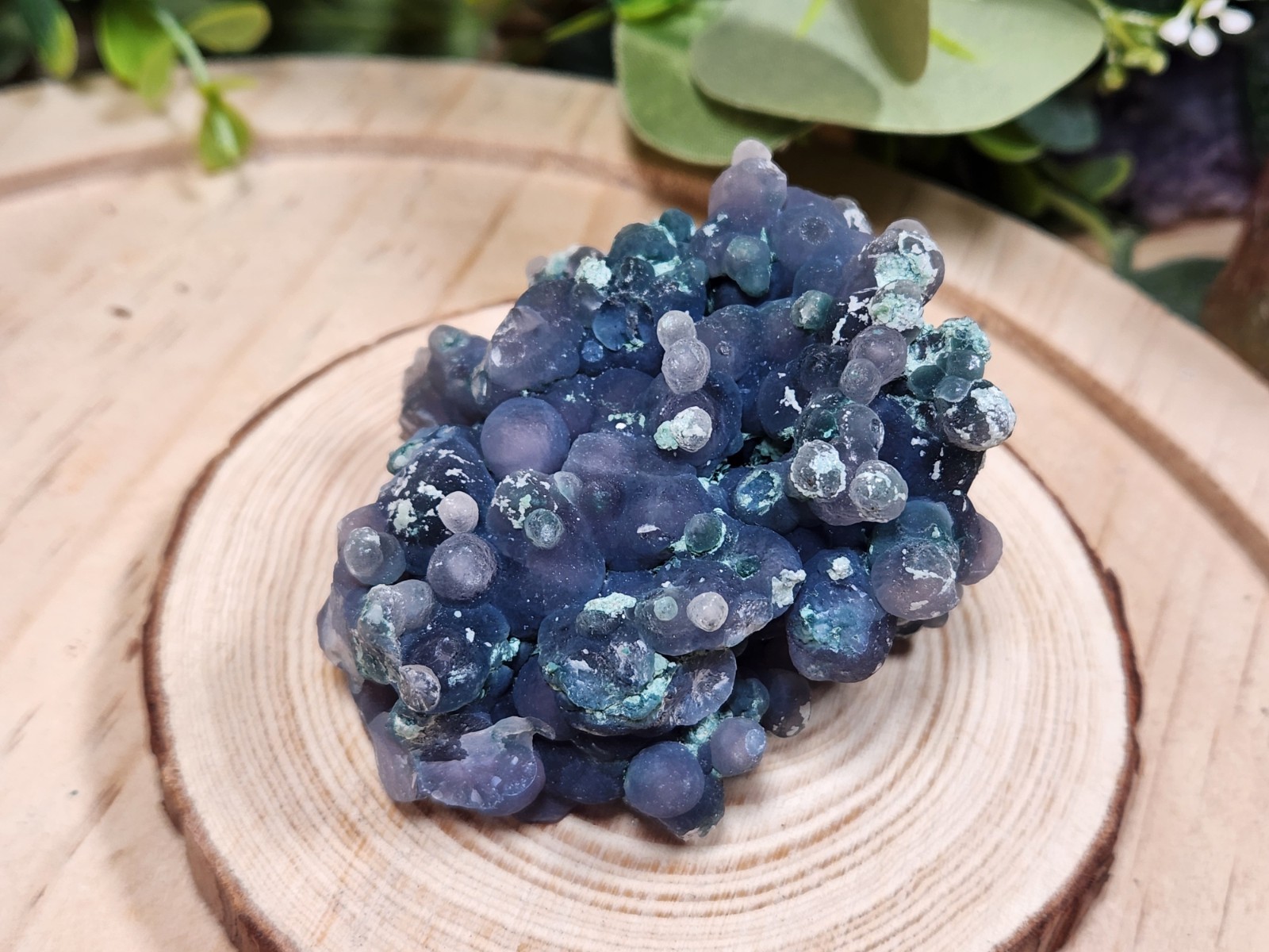 126g Blue Purple Grape Agate Crystal Cluster Botryoidal Chalcedony Indonesia Y7