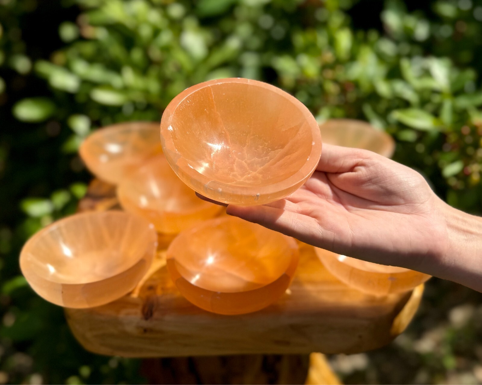 Orange Selenite Crystal Bowl, 3” Charging Bowl – Decorative Stone Bowls