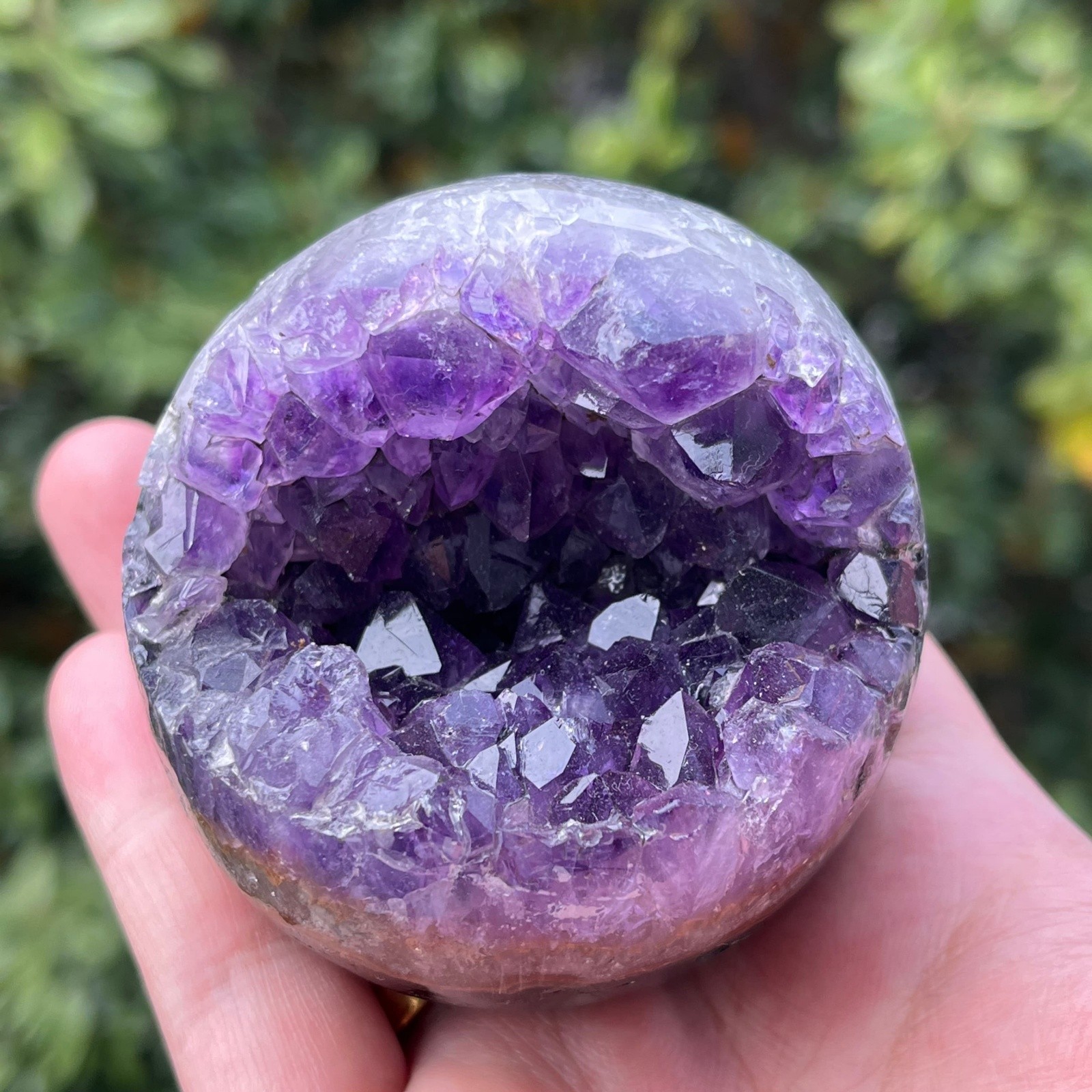 0.85LB 2.6″ A+Natural Amethyst Geode Cluster Sphere Crystal Druzy Ball Healing