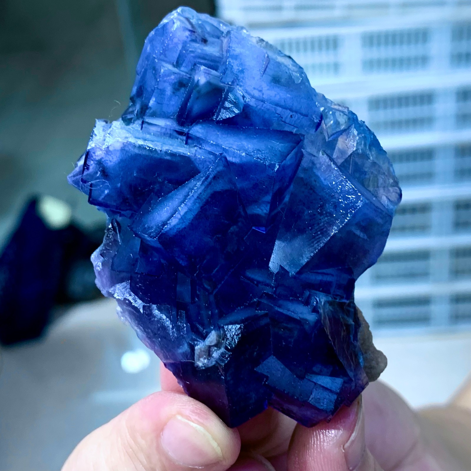 120G Rare transparent blue fluorite cubic mineral crystal sample/China