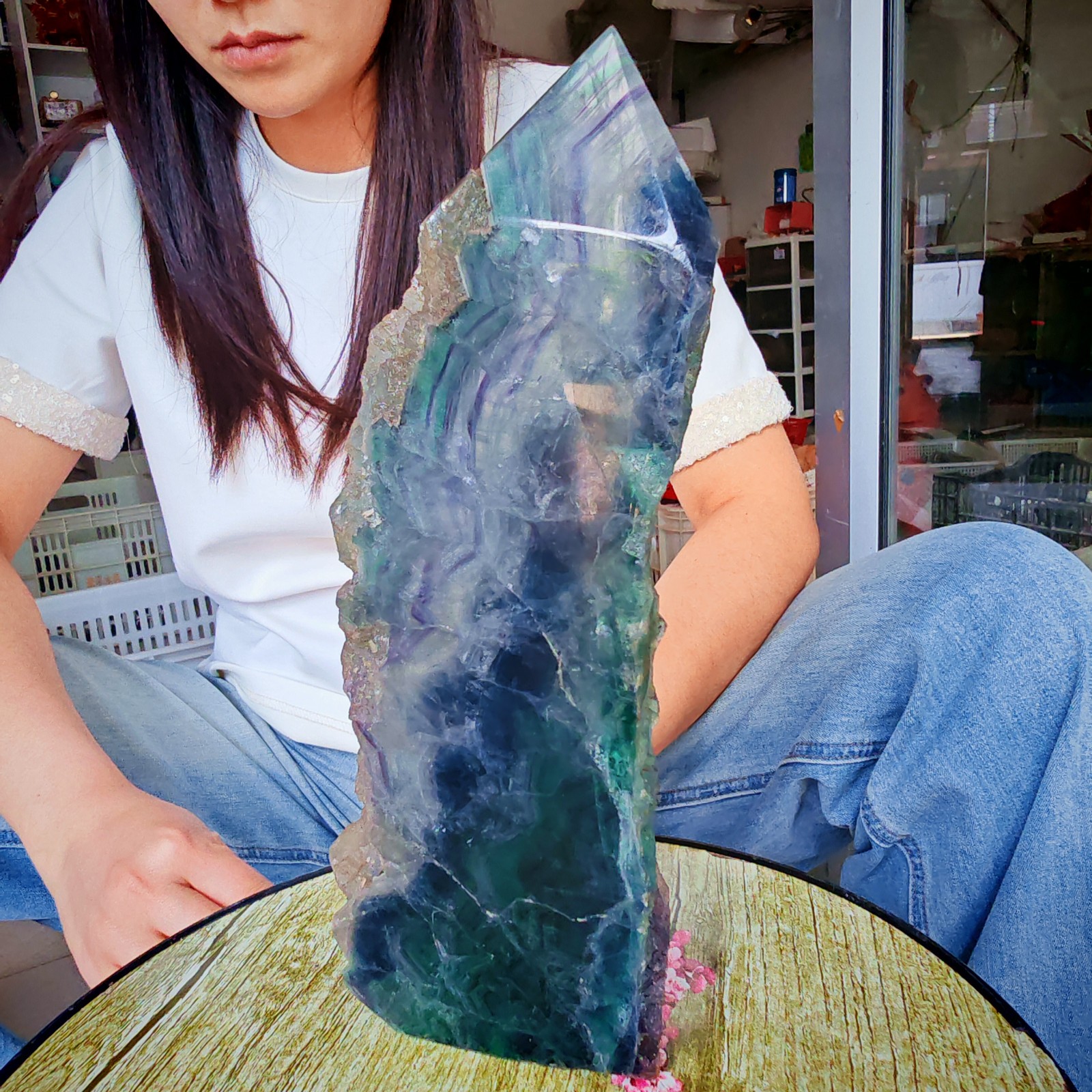 3.85LB Restoration of Natural Colored Fluorite Crystal Specimens 1750g