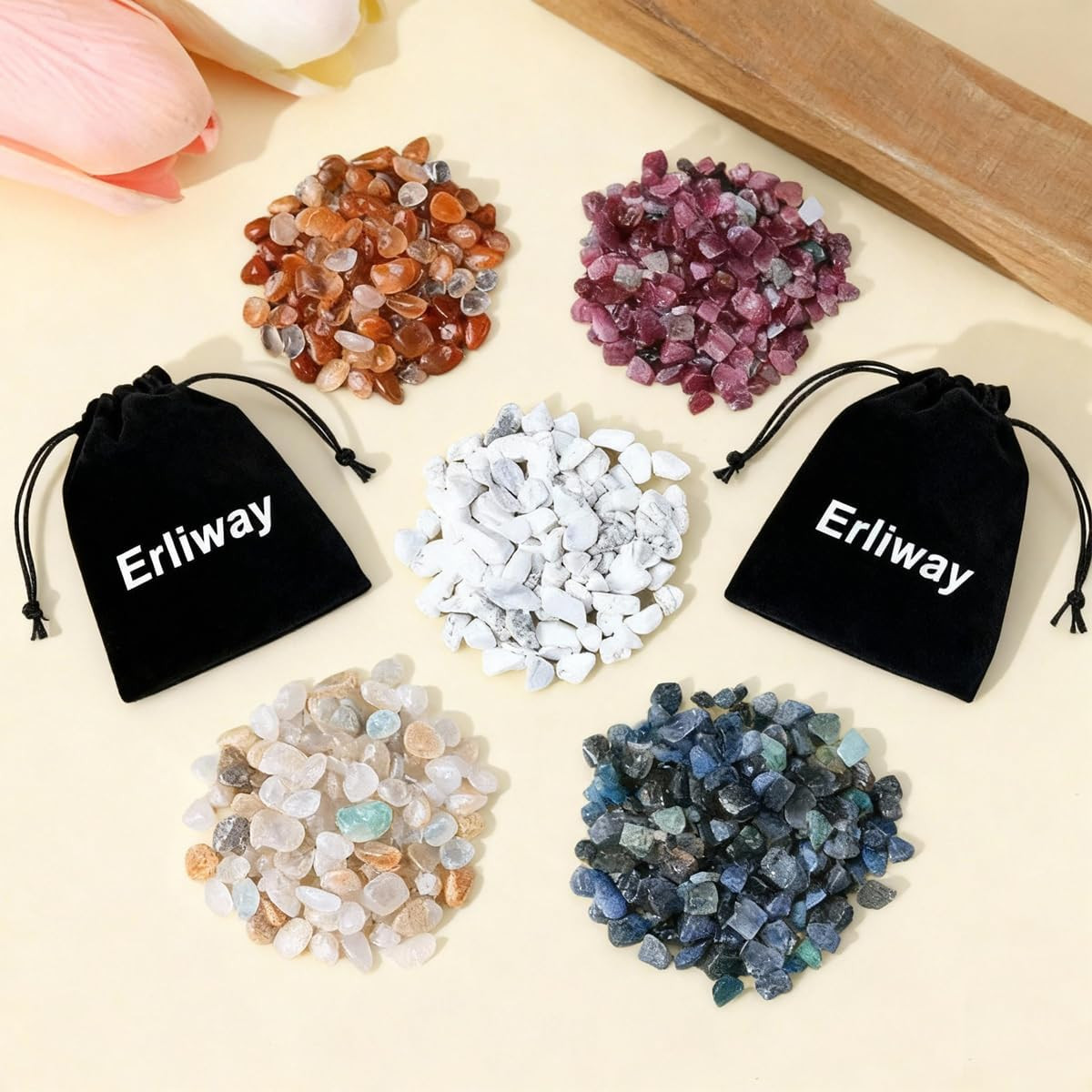 100g Natural Malachite Crystal Chips, 7-9mm Tumbled Chips Crushed Crystal Stone,