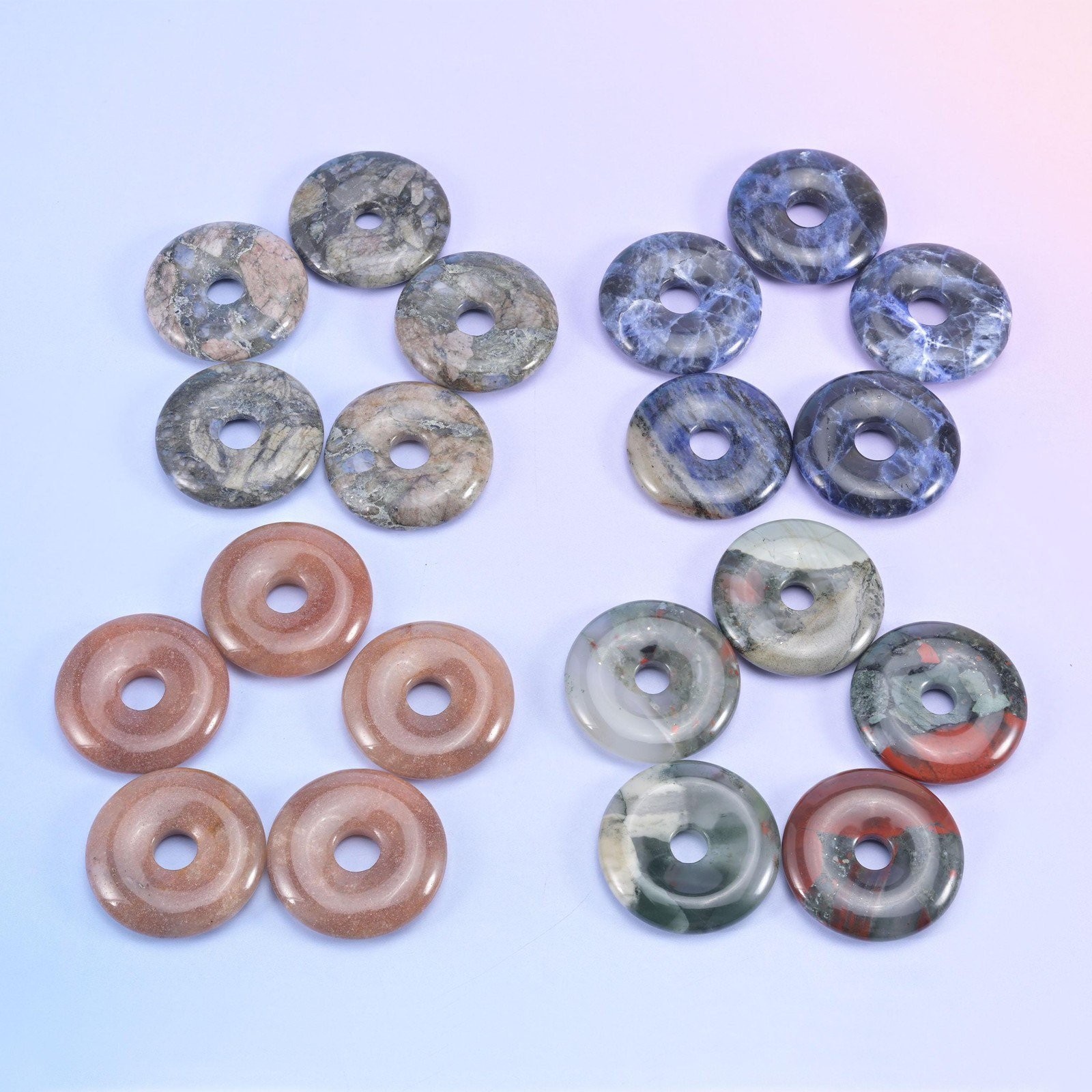 30mm Polished Crystal Donuts DIY Pendant Jewelry Pocket Stone