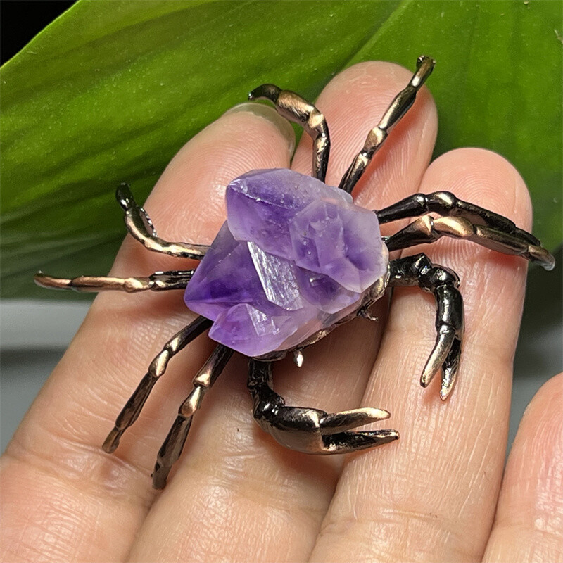 2″+ Natural Amethyst teeth Crab skull Quartz Crystal skull healing Random 1pc