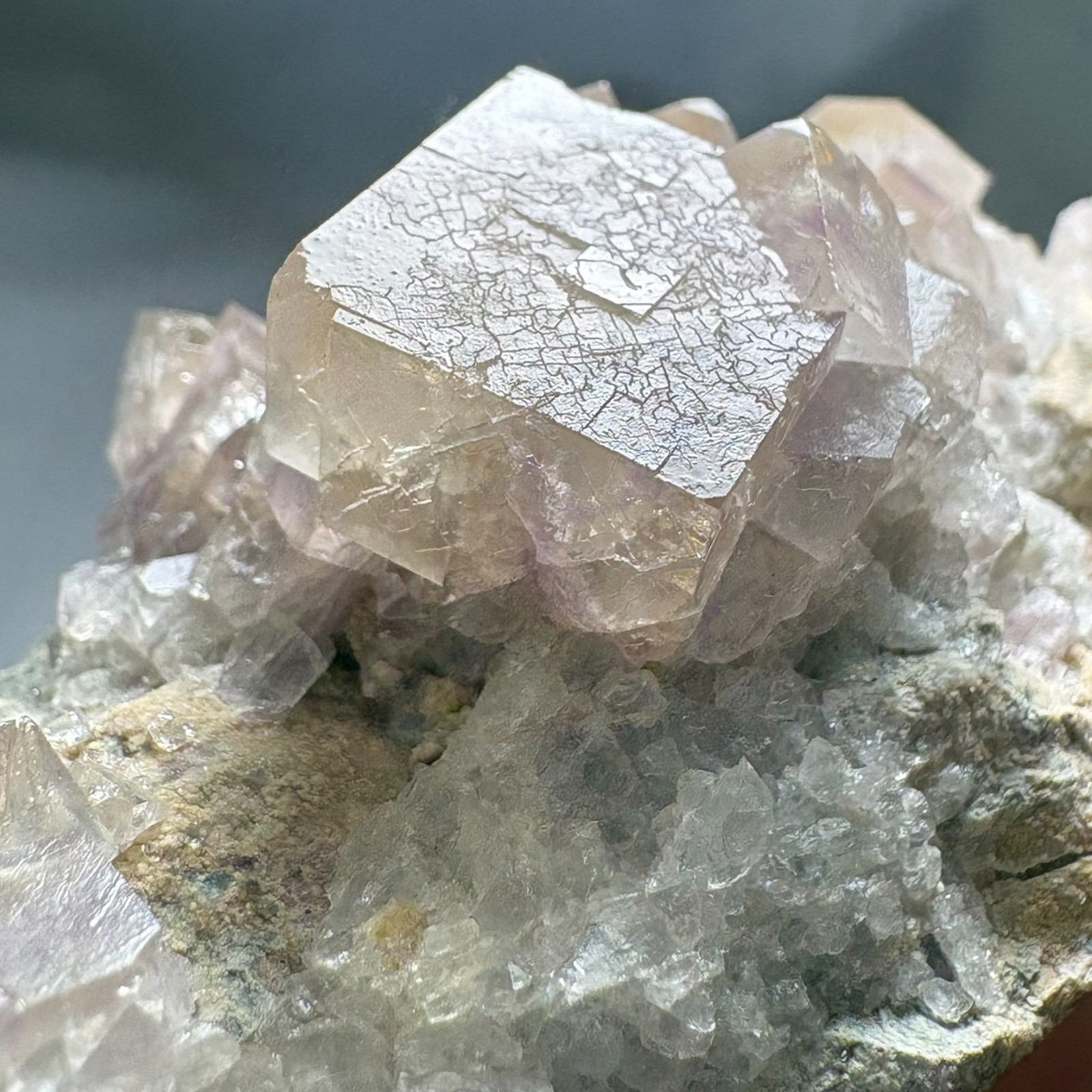 Natural Phantom Fluorite on Matrix Rare Specimen Raw Mineral Beijing Heal