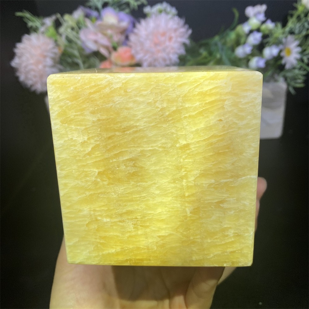 3.1LB 3.1″Natural A+Calcite Cube Statue Crystal Reiki Square Heal Table Decor