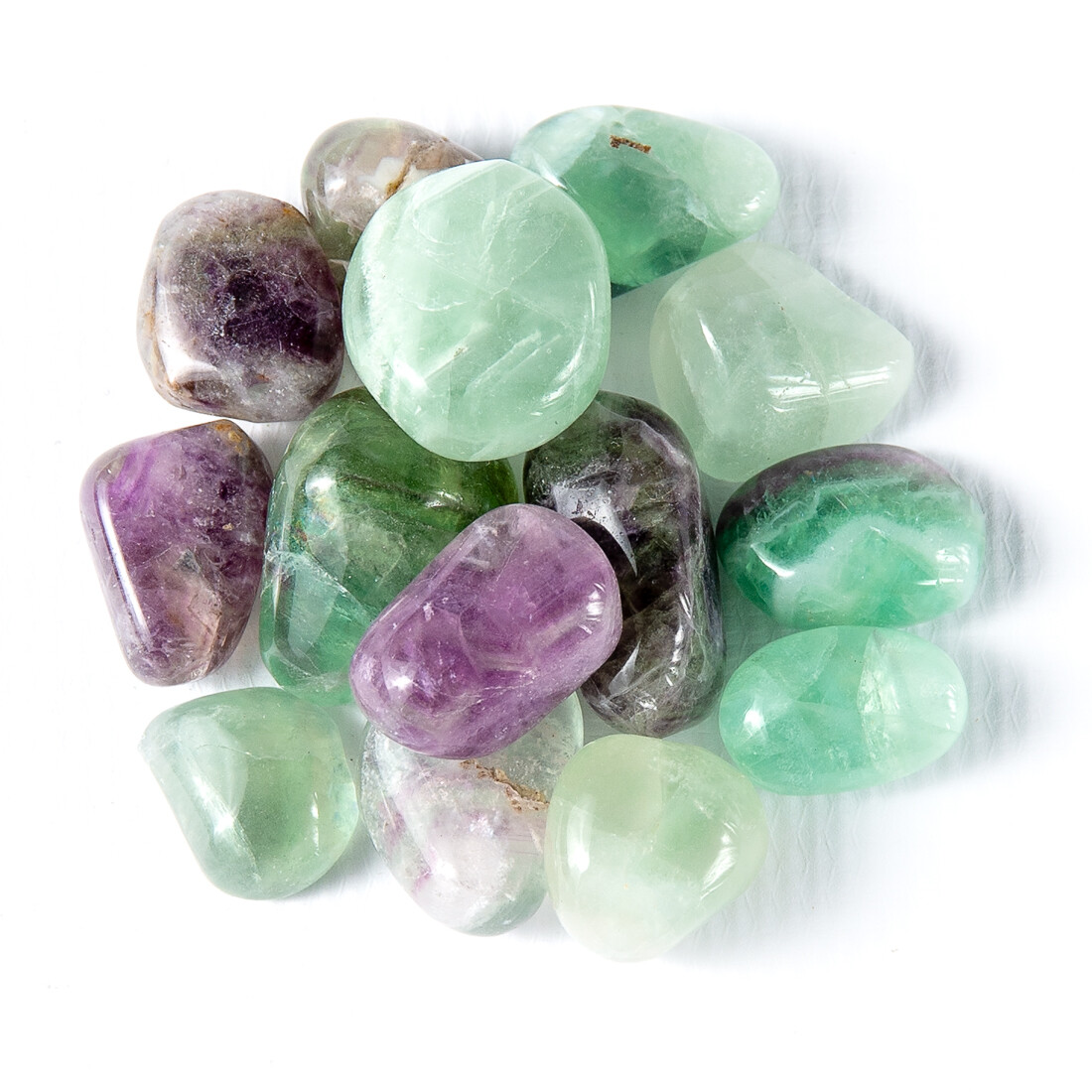 1/2 lb Tumbled Rainbow Fluorite Gemstone Crystals 8-15 Stones Gem Rock Specimens