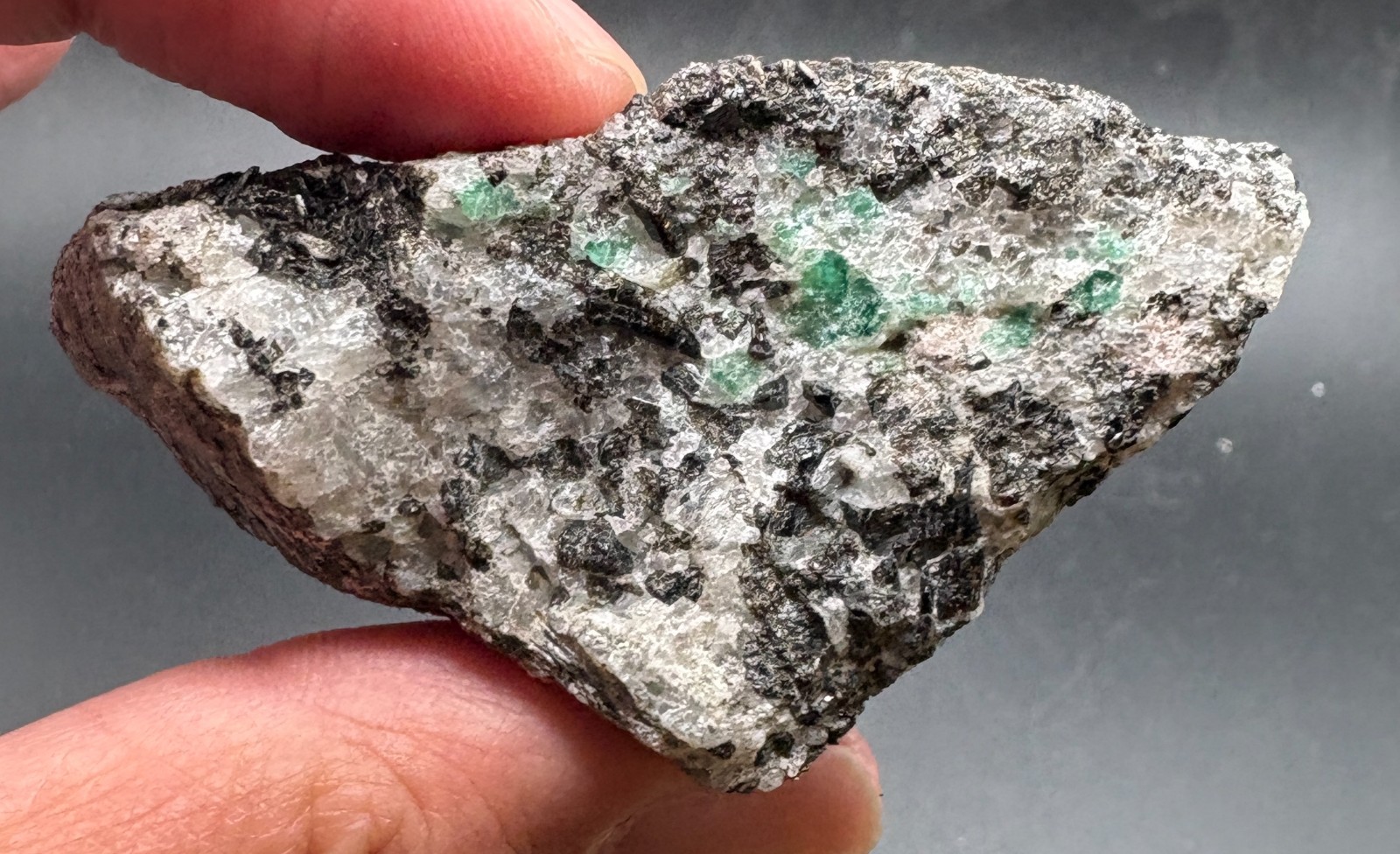 63 gram Crabtree Emerald Mine emeralds on matrix specimen – North Carolina
