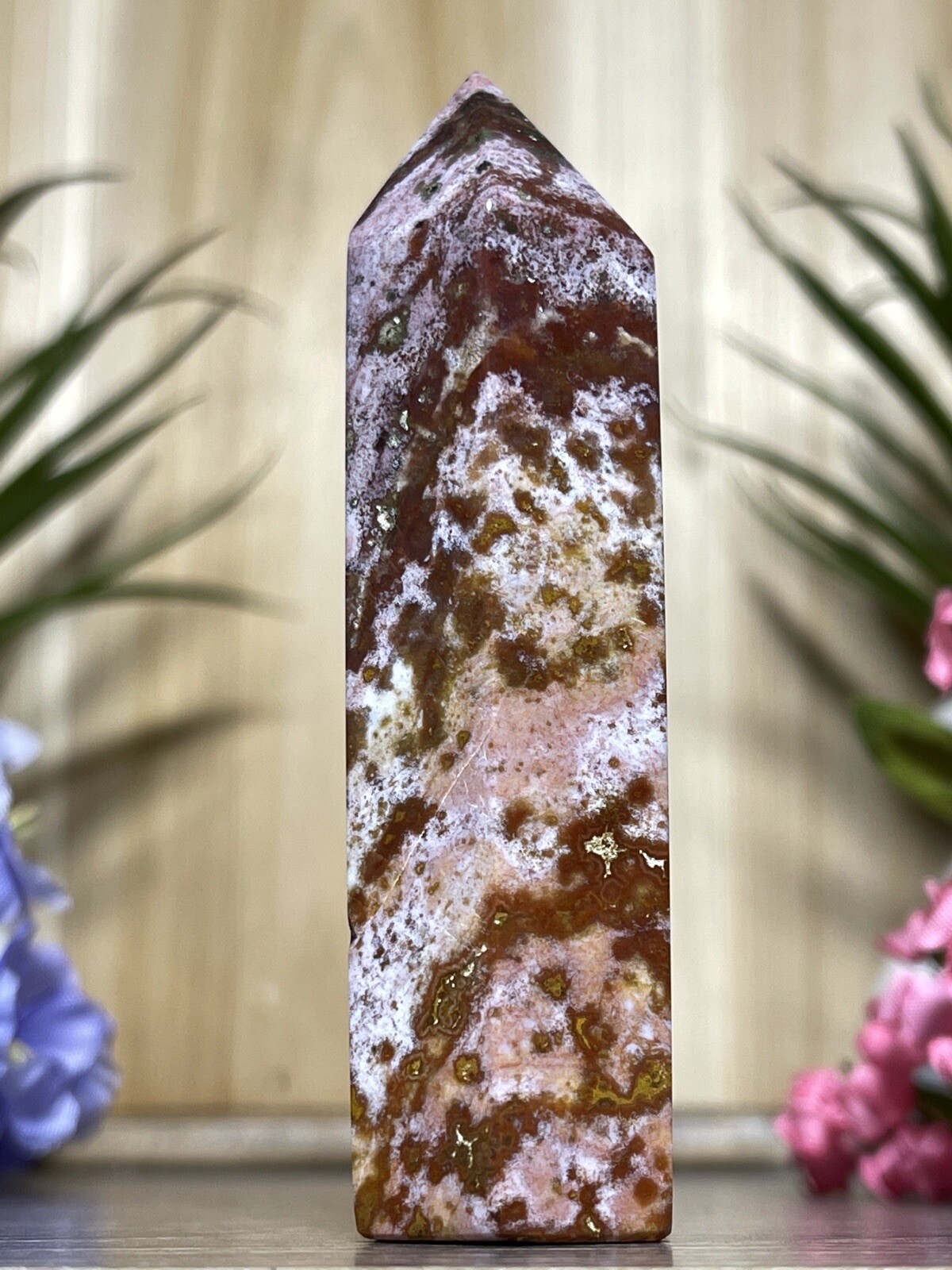 OCEAN JASPER TOWER – Mineral Point Pink Purple Chakra Crystal Witch Yoga Decor