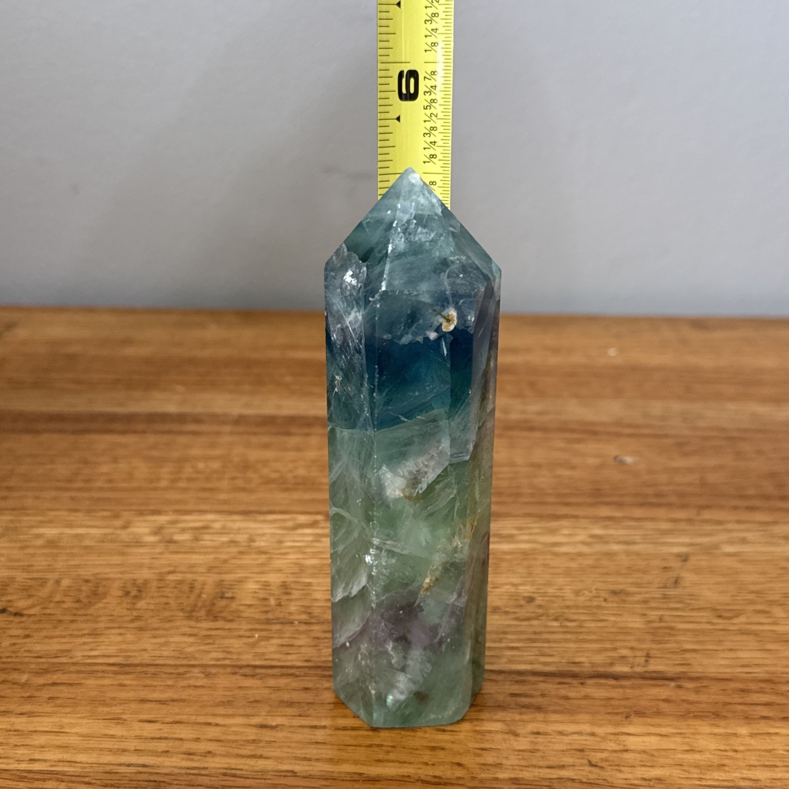 Natural Blue Green Fluorite Tower Rainbow Stone Obelisk Healing Crystal 5”