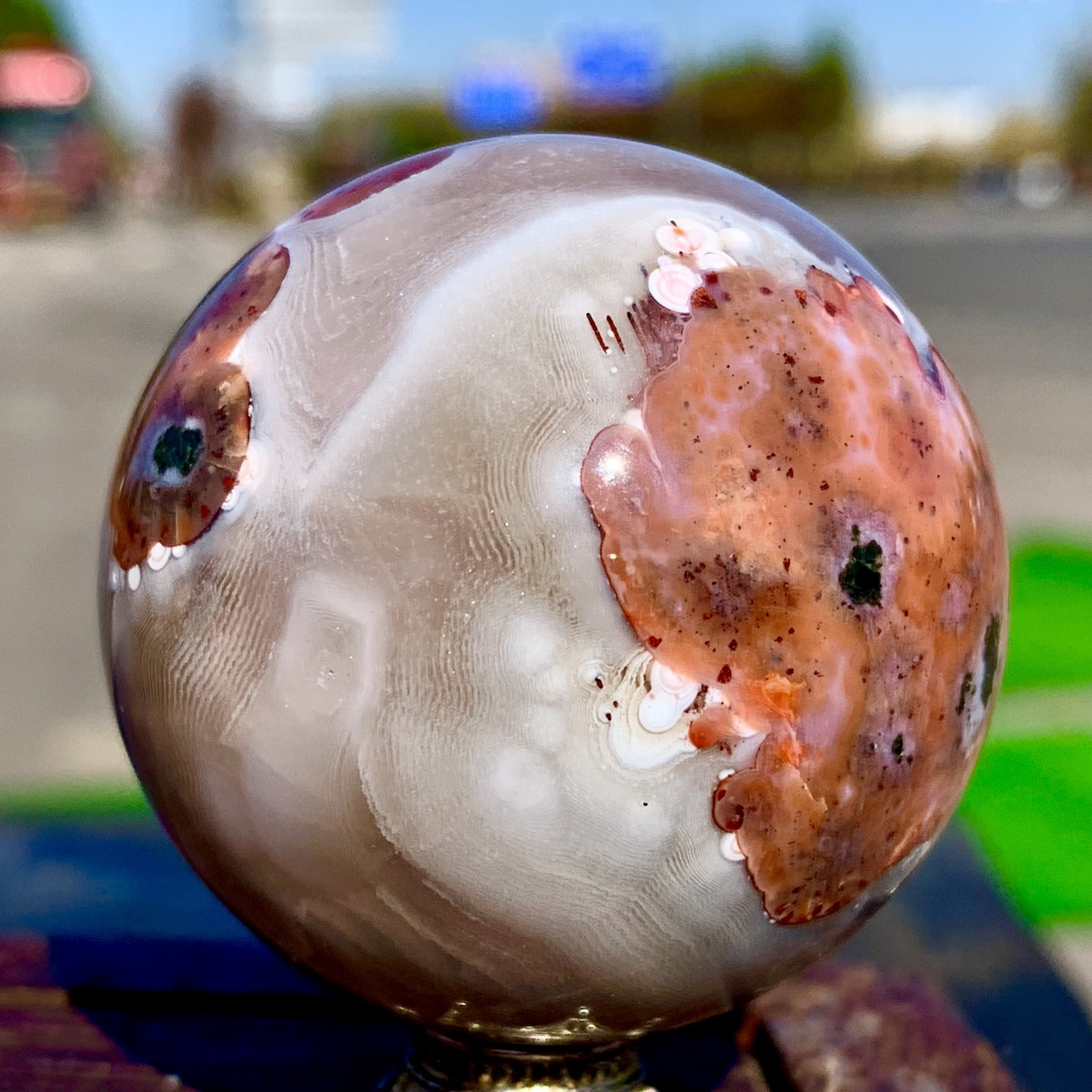 130GNatural Silk agate Sphere Quartz crystals Balls Reiki Healing Gem