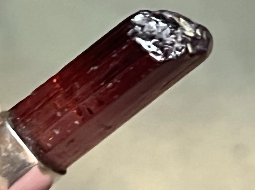 Natural Red Tourmaline Rubellite Crystal Specimen Sterling Pendant Necklace 3/4