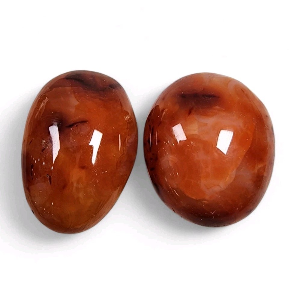 Carnelian Agate Polished Pebbles Madagascar 52.1 grams. 2 Piece Lot
