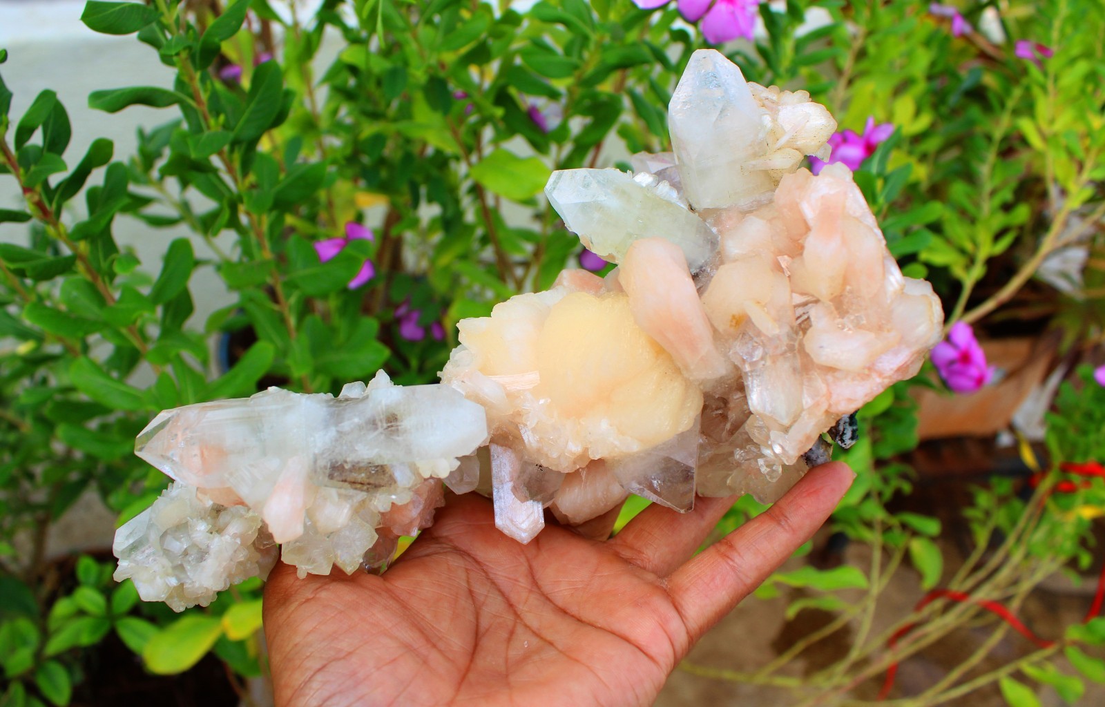 Apophyllite Crystals w/ Stilbite Stalactites Minerals Specimen ( 20X11 ) REPAIR