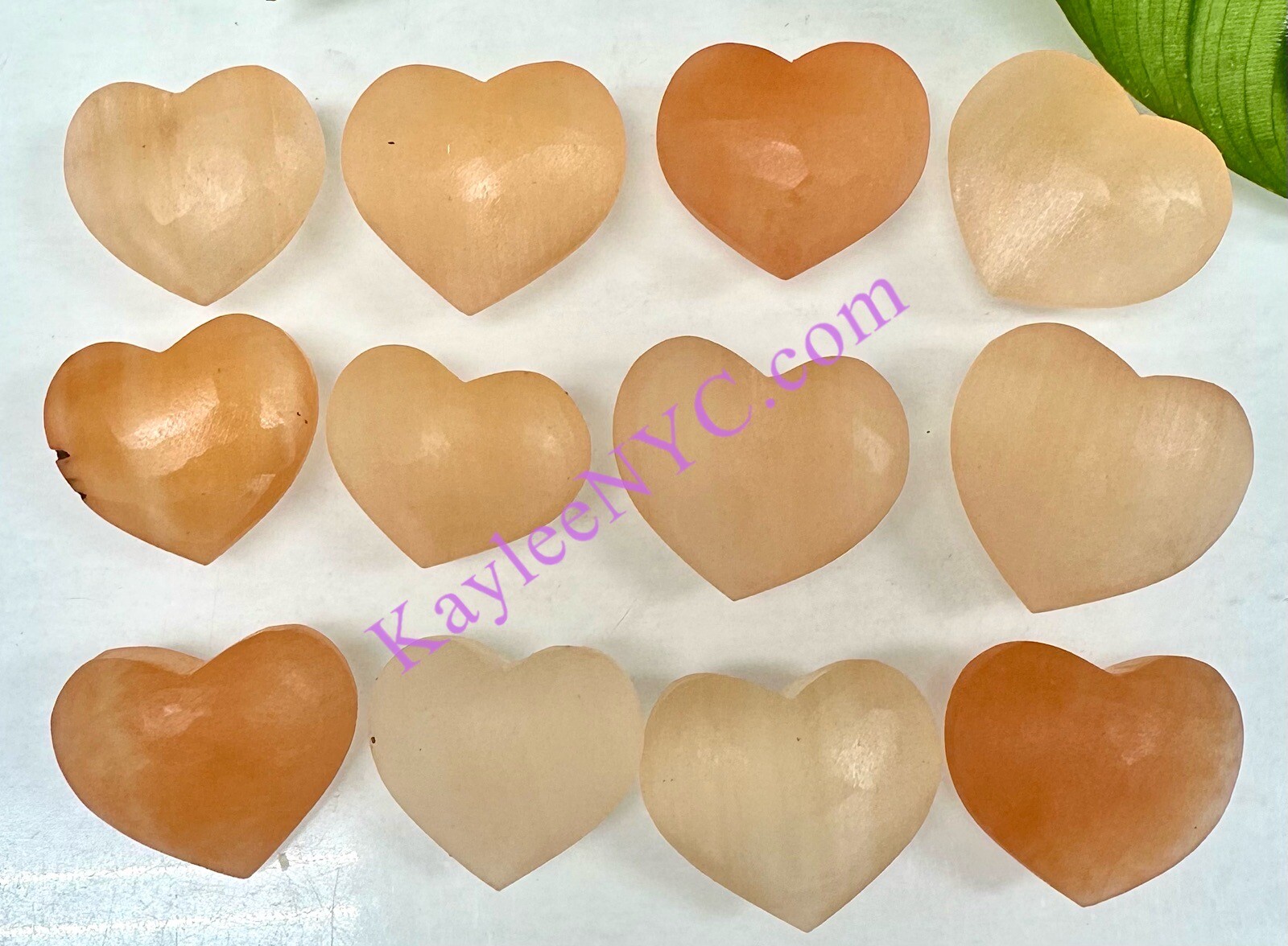 Wholesale Lot 12 PCs Natural Peach Selenite Aka Satin Spar Heart