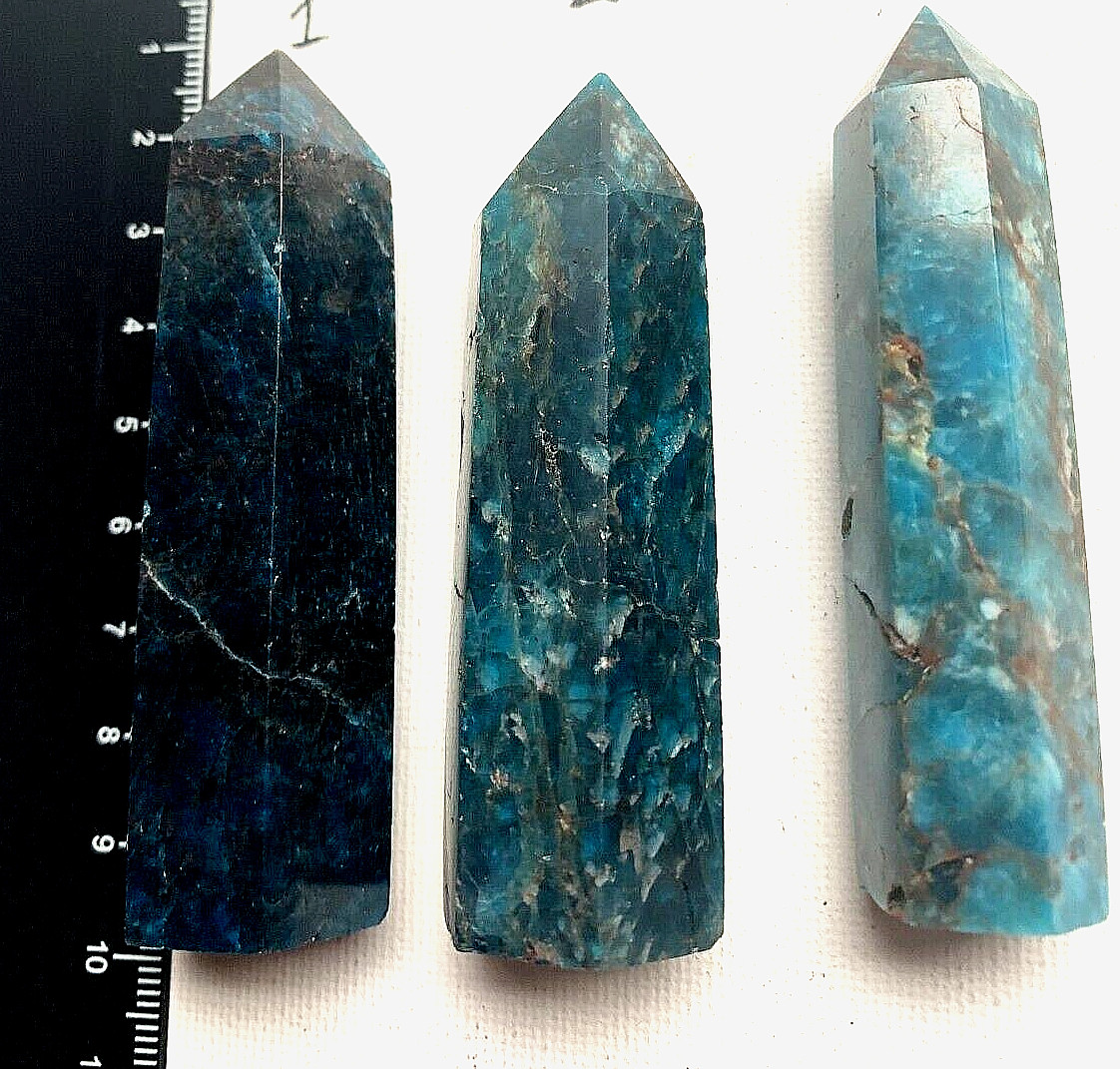 BLUE APATITE HUGE OBELISK TOWERS FROM 7CM TO 8CM HIGH