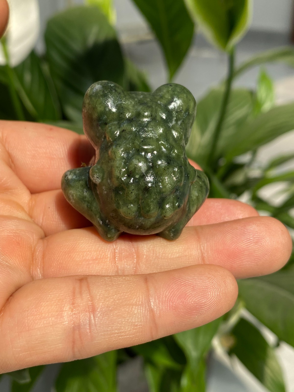 1pc Natural Green Jade Quartz Carved Crystal Frog skull reiki heal gift Decor