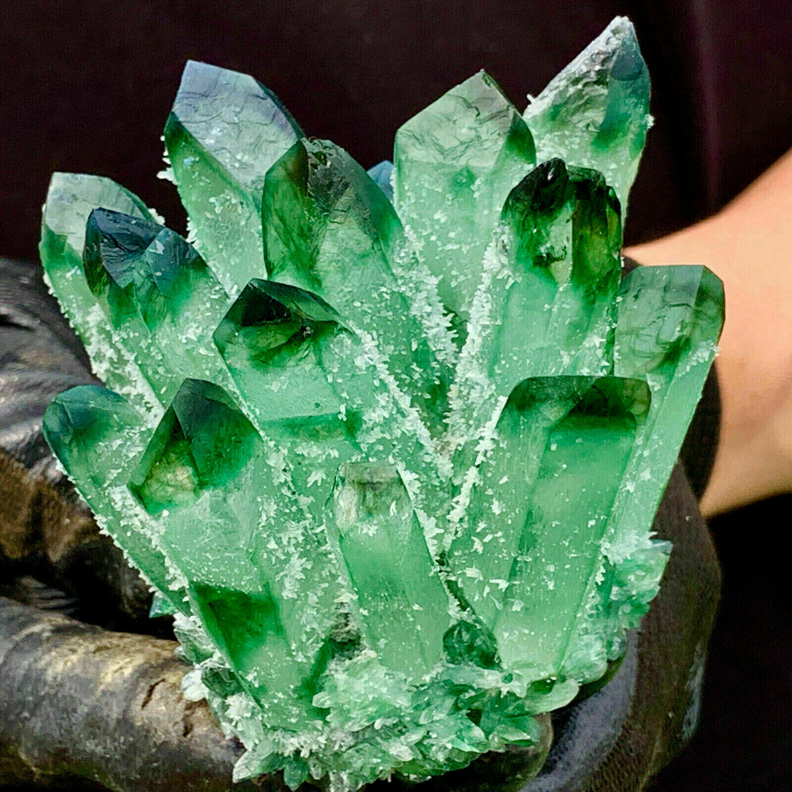 400g+ New Green Phantom Quartz Crystal Cluster Mineral Specimen Reiki Healing