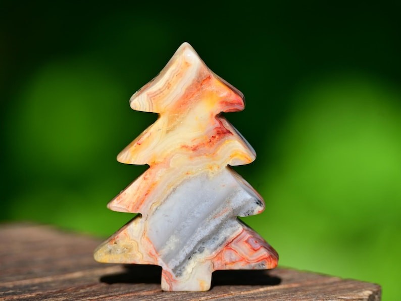 2” Natural carved mixed material Christmas Tree Reiki decor healing gift 1pc
