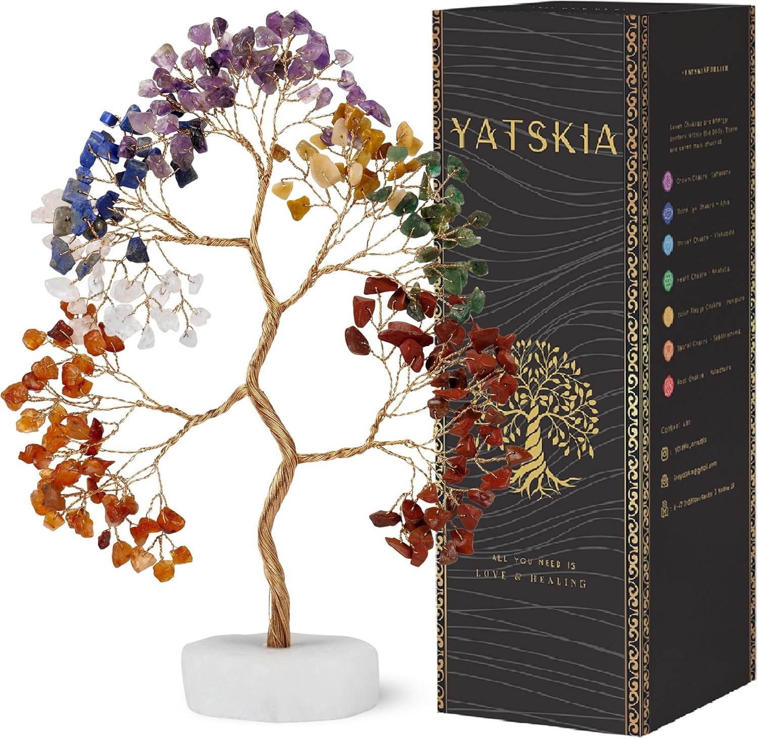 Seven Chakra Tree of Life Decor – Crystals and Healing Stones for Positive En…