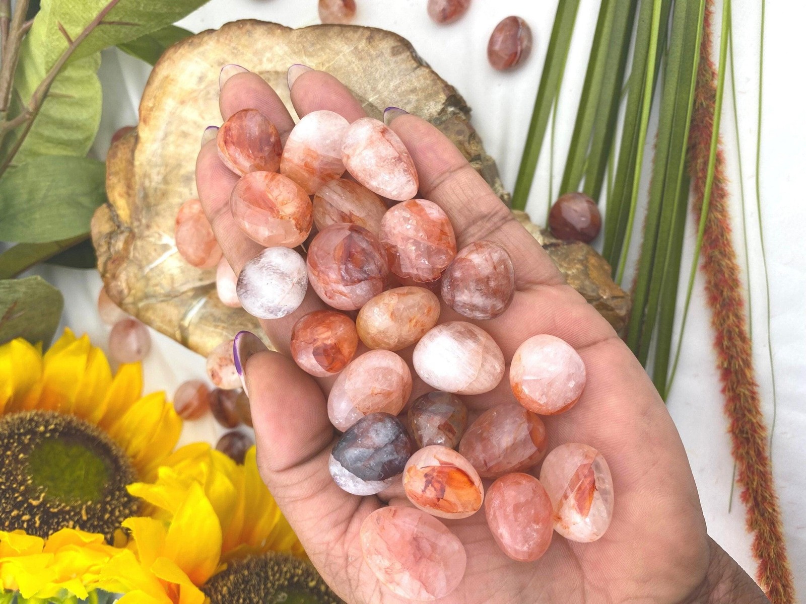 Fire quartz tumble stone – hematite quartz – high quality fire quartz tumbled