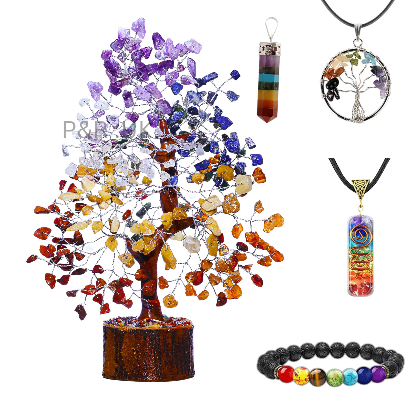 Seven Chakra Tree Of Life with Pendants,Bracelet,Orgone Crystal Kit Healing Gift