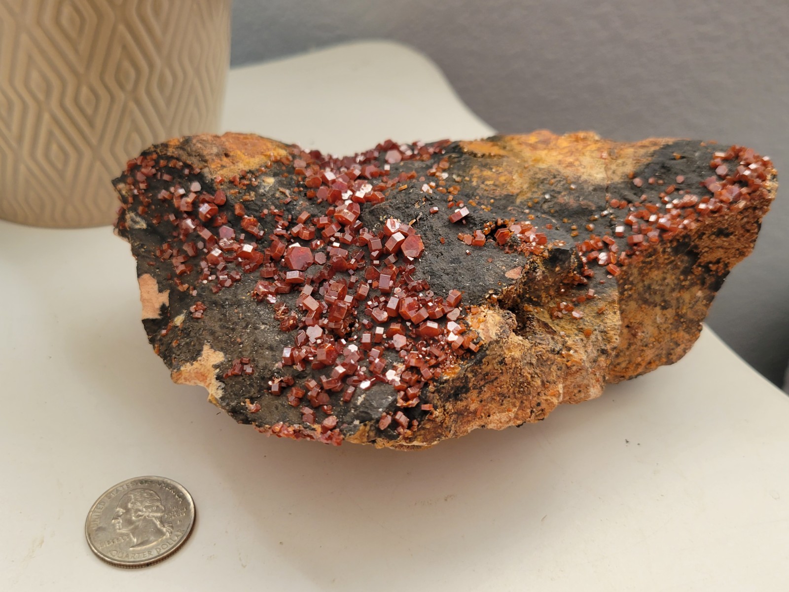 2.4 LB Natural 6.5″ Large Vanadinite Crystal Cluster Crystals on Matrix