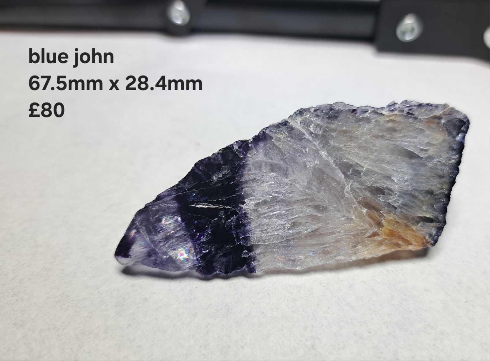 Blue John Rare Fluorite Presentation Piece Specimen Display Piece